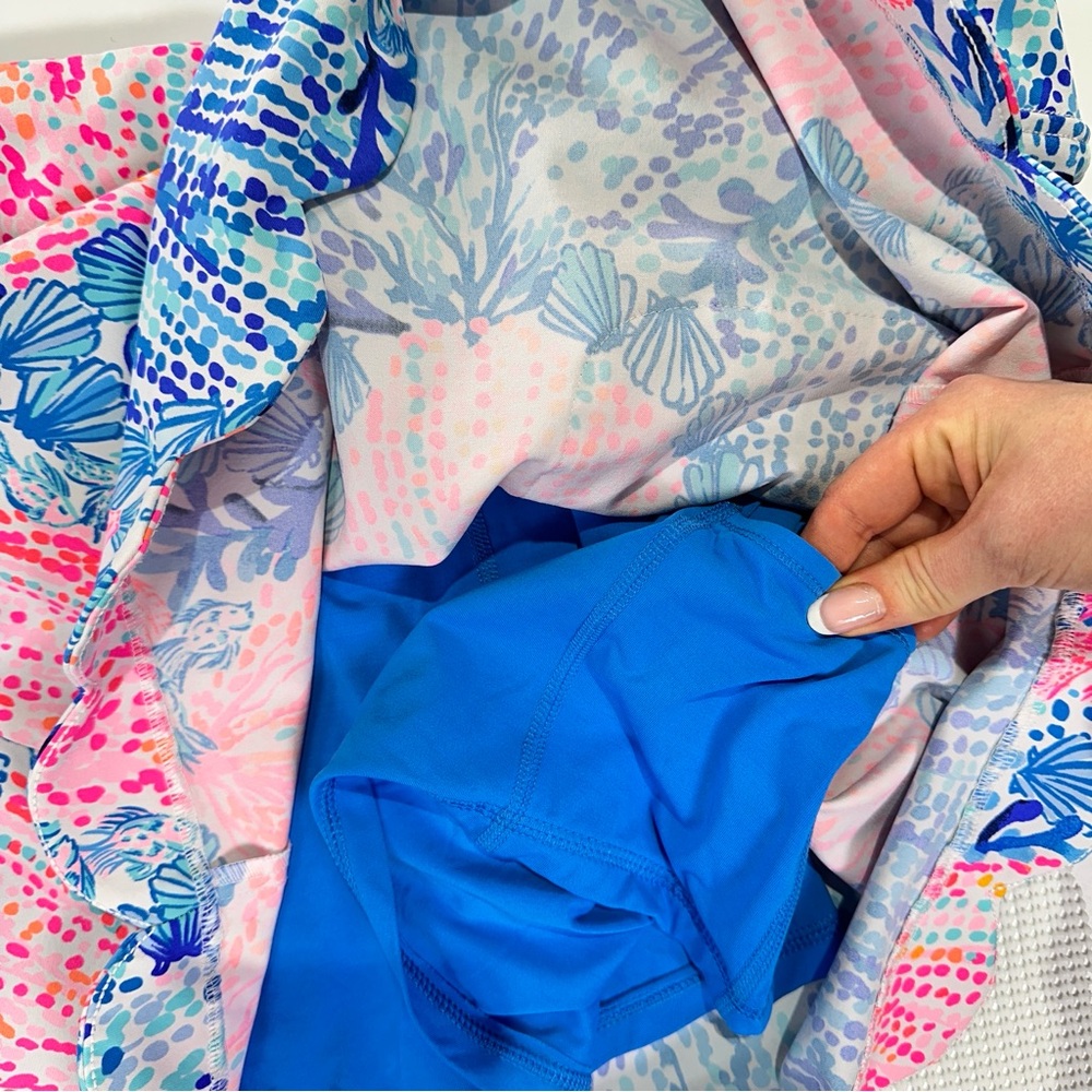 Lilly Pulitzer active skort with pockets scalloped hem blue pink size 16 - Picture 10 of 12